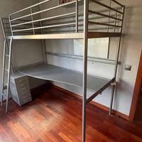 letto a soppalco con scrivania 