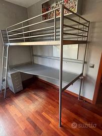 letto a soppalco con scrivania 