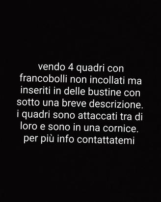  4 quadri con francobolli vintage  anni 70