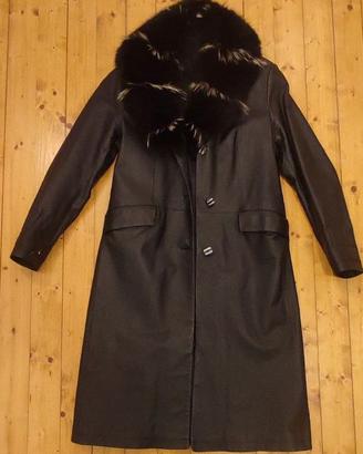 CAPPOTTO in vera PELLE con pelliccia di VOLPE