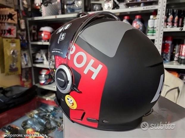 Casco Airoh HELIOS UP BLACK MATT nero e rosso opaco scooter vespa moto