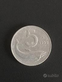 5 Lire Delfino molto rara