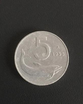 5 Lire Delfino molto rara