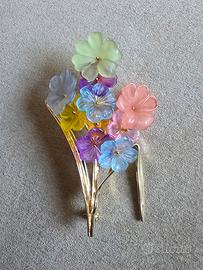 spilla mazzo di fiori argento 925