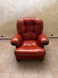 Poltrona vintage in pelle Chesterfield / Classica
