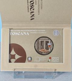 Monete collezione 5 euro Toscana Vinsanto Cantucci