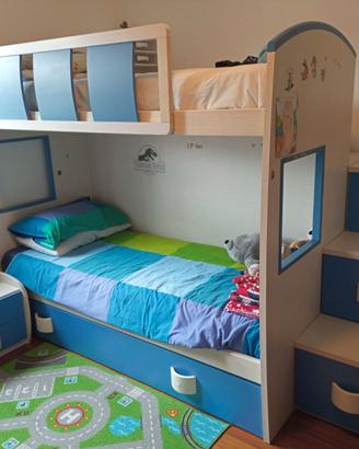 Letto a castello con pedana contenitore