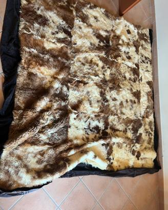 Splendida coperta in vera pelliccia patchwork