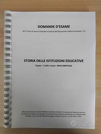 Domande Esame Storia delle Istituzioni Educative