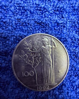 Moneta da 100 lire piccola  della Rep.Ita.del 1992