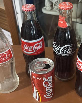 Coca Cola Lotto 4 bottiglie e 1 lattina anni 80-90