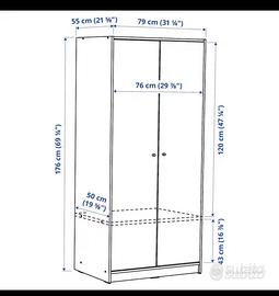 Mobile IKEA KLEPPSTAD guardaroba con 2 ante 79x176