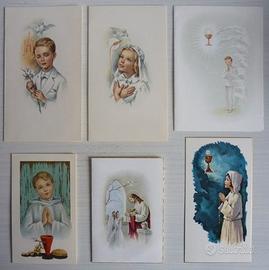 6 Santini prima comunione carta lucida anni '60-70