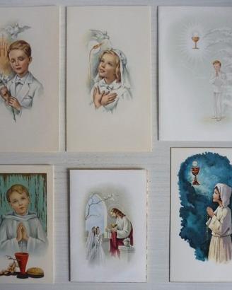 6 Santini prima comunione carta lucida anni '60-70