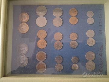 Quadro esposizione monete lira con 2 d'argento