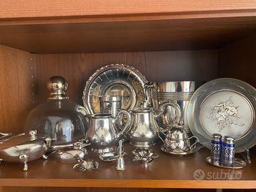 Collezione oggetti metallo argentato d'epoca