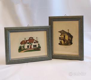 Coppia di quadretti francesi tema campagna