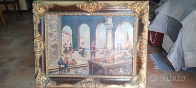 Dipinto d'Epoca "Scena di Mercato"  90x70