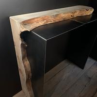 Line table-minimal-ferro temprato-legno cirmolo