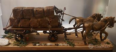 cavalli con carro fieno decorativa