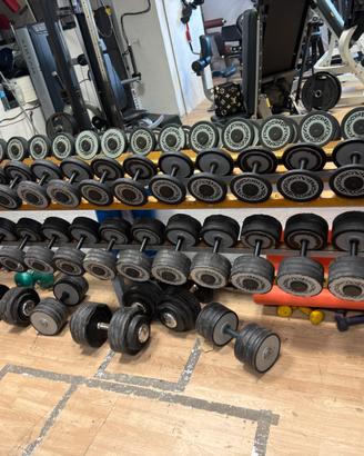 Technogym Manubri 4–32 kg + Rastrelliera