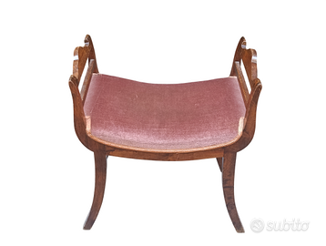 Panca Sgabello Vintage Stile Curule Legno Velluto