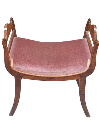 Panca Sgabello Vintage Stile Curule Legno Velluto