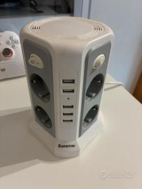 Multipresa a Torre con shuko e usb