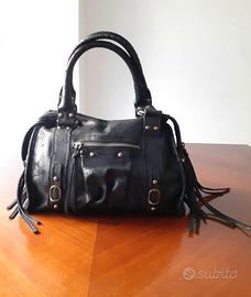 Borsa Deep Rose in Vera Pelle nera NUOVA