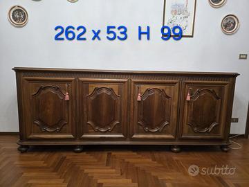 Credenza Classica 4 Ante in Legno noce e Tamburato