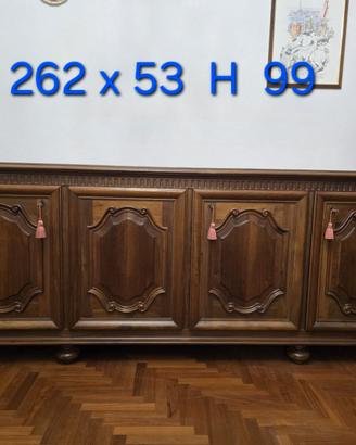 Credenza Classica 4 Ante in Legno noce e Tamburato