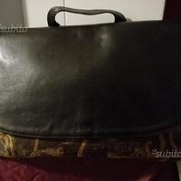 Borsa pelle e tessuto