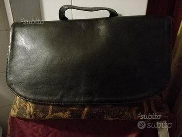Borsa pelle e tessuto