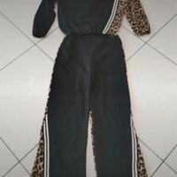 Tuta con pantaloni a palazzo con inserti macu