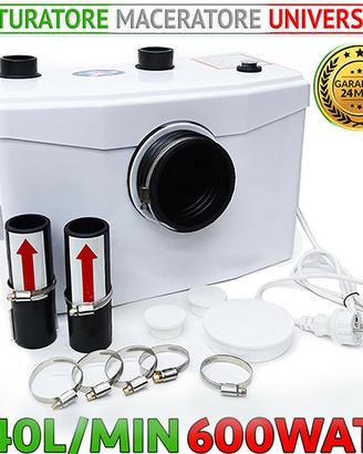 TRITURATORE MACERATORE POMPA WC BAGNO SCARICO 600W