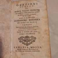 Libro antico Orazioni Cicerone  1760