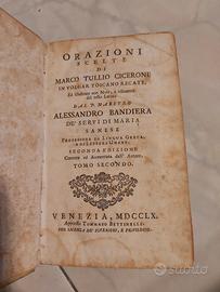 Libro antico Orazioni Cicerone  1760