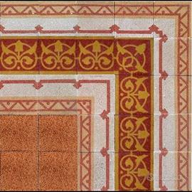 Mattonelle in marmo decorate, graniglia p. '900 