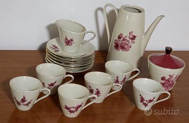 Servizio caffè x 6 Fine porcellana Bianco e Viola