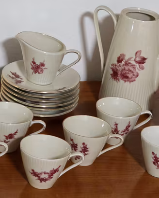 Servizio caffè x 6 Fine porcellana Bianco e Viola