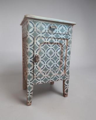 comodino vintage + specchio + vaso fiori