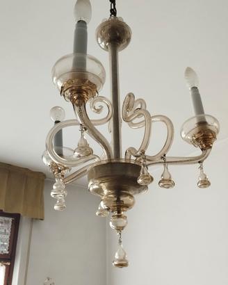 Lampadario Stile Murano a 3 Luci in Vetro Soffiato