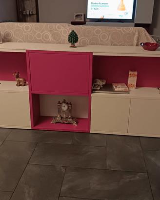Credenza / Madia bassa componibile bianca e fucsia