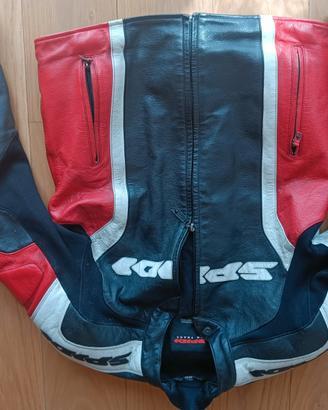 Giacca moto pelle Spidi tg.50 nera rossa bianca 