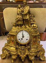 Orologio camino metallo dorato