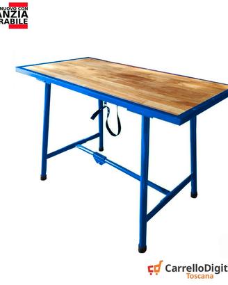 Banco lavoro pieghevole in legno e acciaio Blu