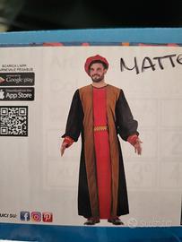 Vestito da Leonardo da Vinci con barba n.2 pezzi.