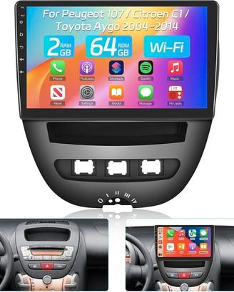 Autoradio Android 8+256Gb Per Toyota Aygo 107 C1