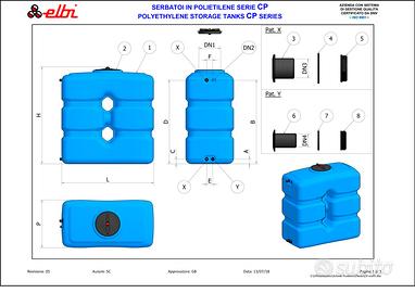 SERBATOIO POLIETILENE ELBI 750 LITRI