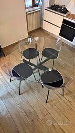 Tavolo Rotondo in Vetro + 4 Sedie